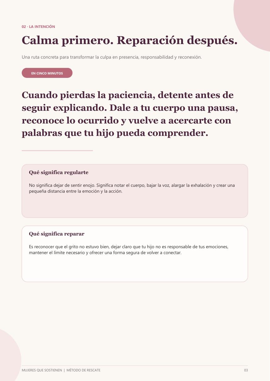 Página interior: Calma primero. Reparación después.